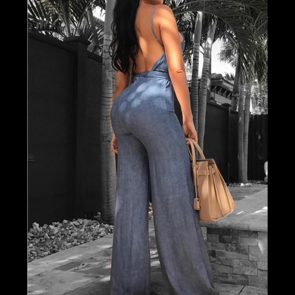 Stylish Blue denim jumpsuit - Picture 2 of 6